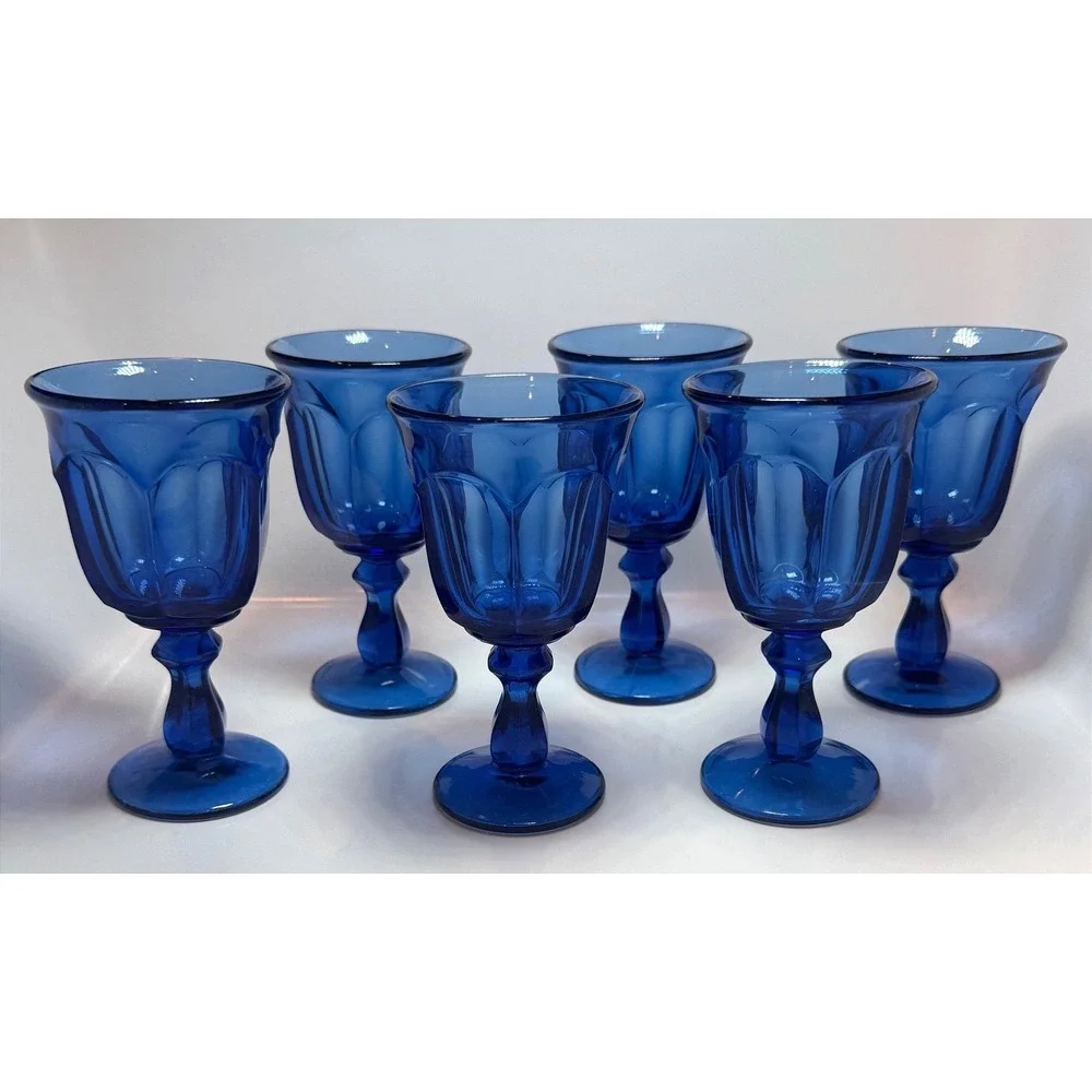 Vintage Imperial Glass Old Williamsburg Cobalt Goblets‎ 5.3